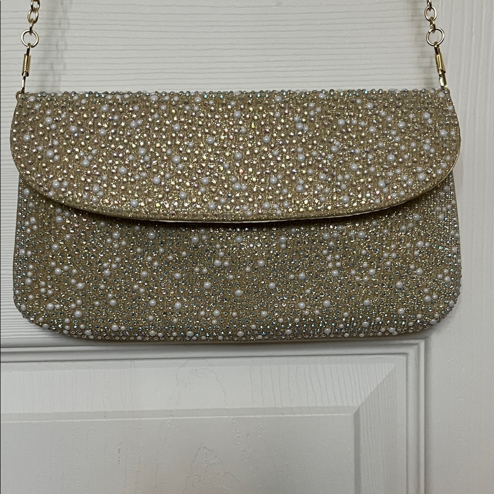 Jessica McClintock Gold Glitter Clutch